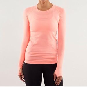 Lululemon Long Sleeve Swiftly Top Neon Pink/Orange